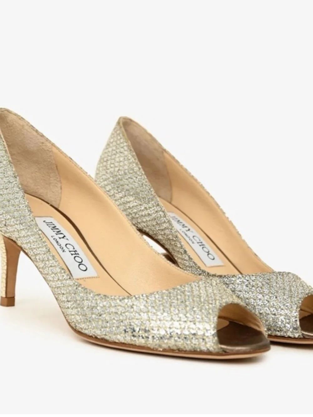 Jimmy Choo Champagne Isabelle Peep-Toe Pumps - Picture 2 of 8